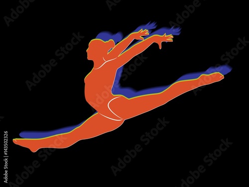 silhouette of a gymnast woman, vector draw