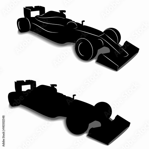 silhouette of a formula F1 racer, vector draw © oldok