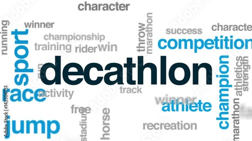 Decathlon animated word cloud, text design animation. photo