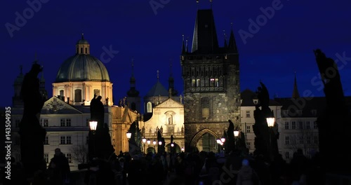 Wallpaper Mural Tourist Visiting Charles Bridge Old Town Prague at Czech Republic in winter time Torontodigital.ca