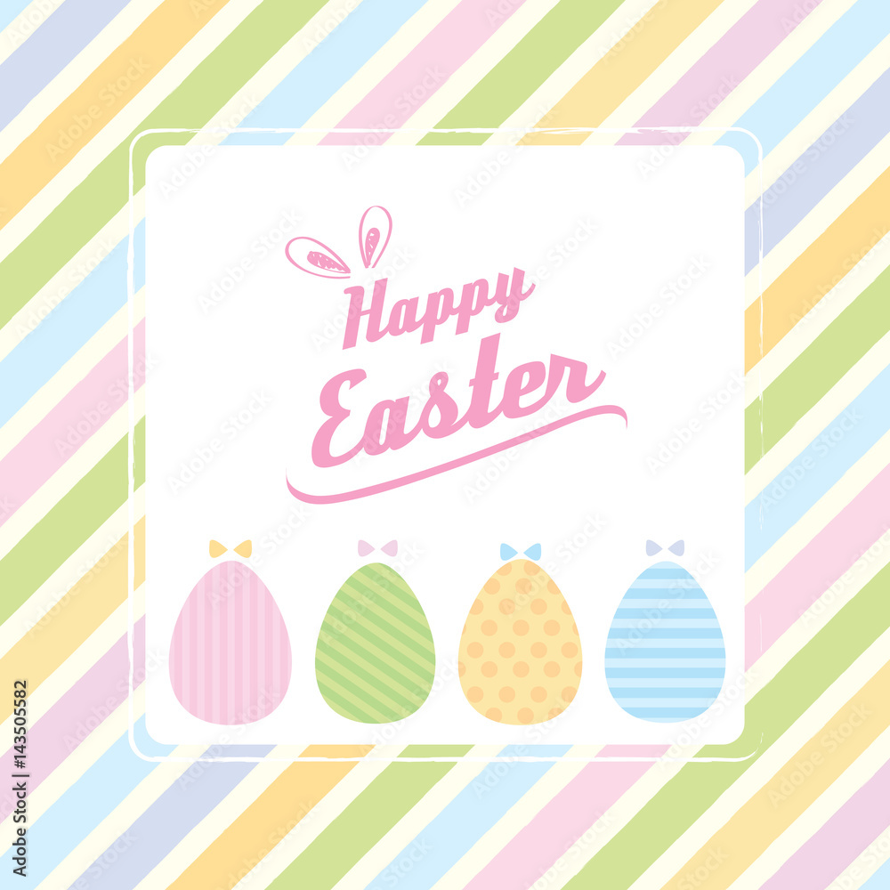 Easter card with painted eggs on stripe pastel background. Easter card with painted eggs on stripe pastel background.
