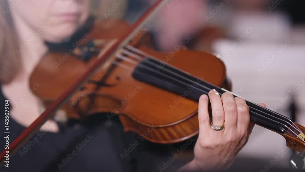 Symphony orchestra during a performance with focus on violinist. Symphony orchestra during a performance with focus on violinist.