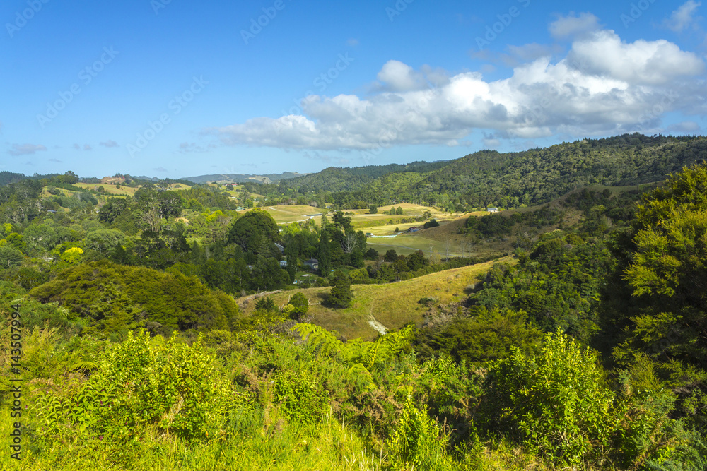 View fom Uphill to Puhoi Village Auckland New Zealand