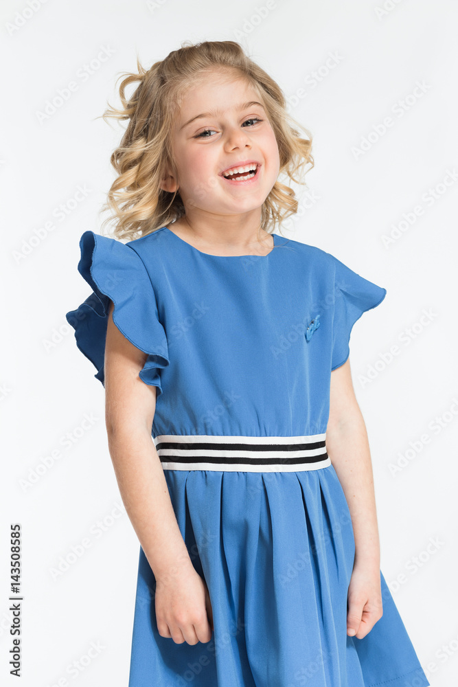 Pretty blonde kid on white background Pretty blonde kid on white background