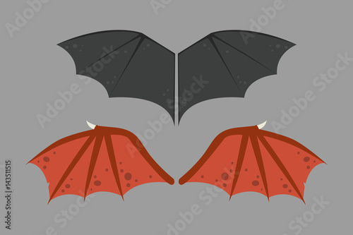 Wings isolated bat black animalwildlife fly halloween mammal vampire flight and natural hawk life peace design element eagle winged side shape vector illustration.