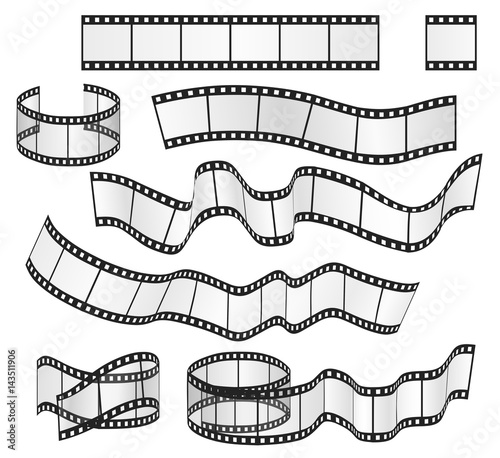Vector film strip set. Film frames collection. Vector illustration.