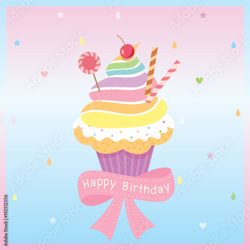 Cupcake rainbow creamy for birthday card