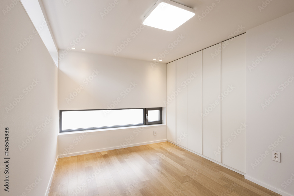 white empty room with window, wardrobe, door at the day. white empty room with window, wardrobe, door at the day.