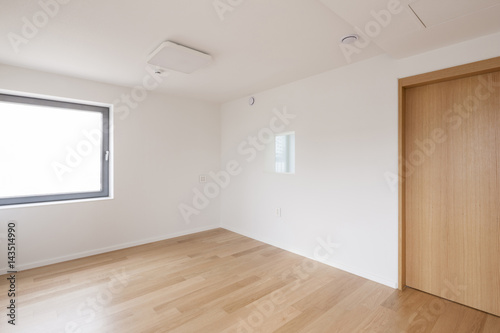white empty room with window  wardrobe  door at the day.