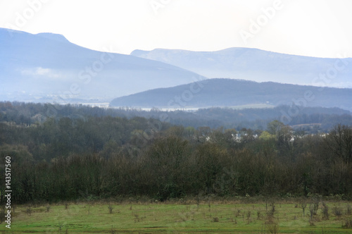 Misty mountains landscape