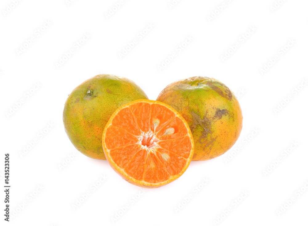 Organic orange fruit on white background Organic orange fruit on white background