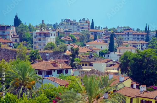 The roofs of the old houses of the city from the red tiles found in the tour of Antalya