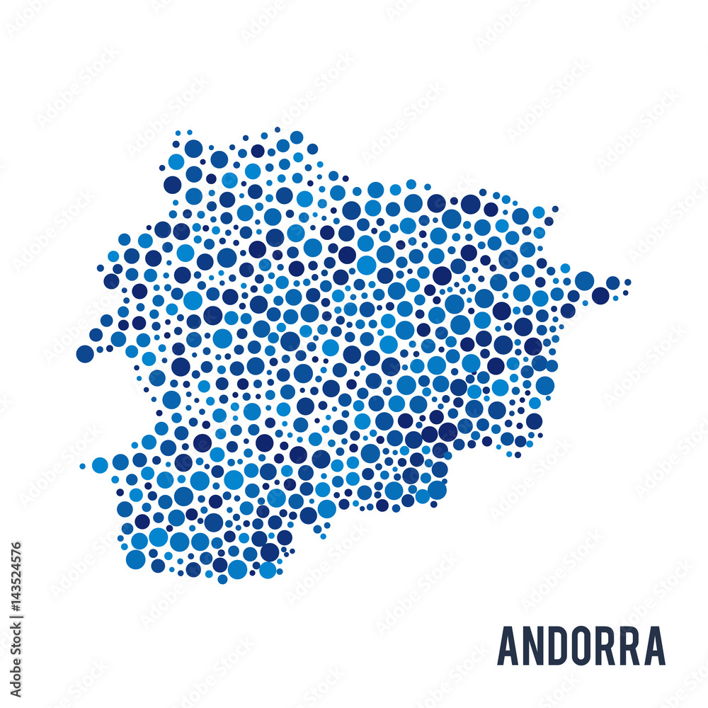 Vector dotted colorful map of Andorra isolated on a white background