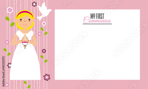 my first communion.Invitation card. Space for text