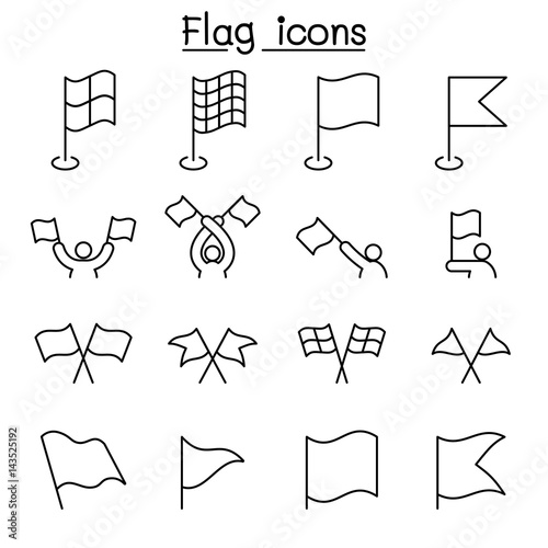 Flag icon set in thin line style