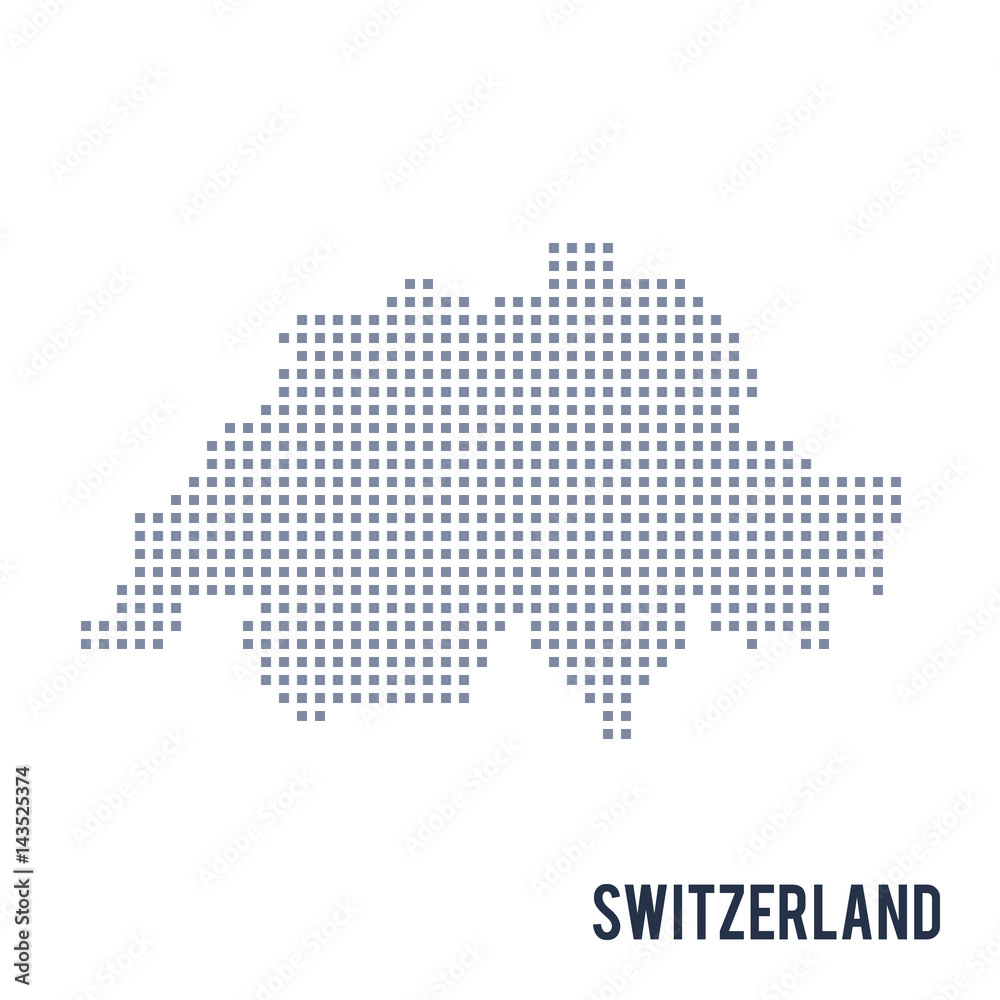 Vector pixel map of Switzerland isolated on white background