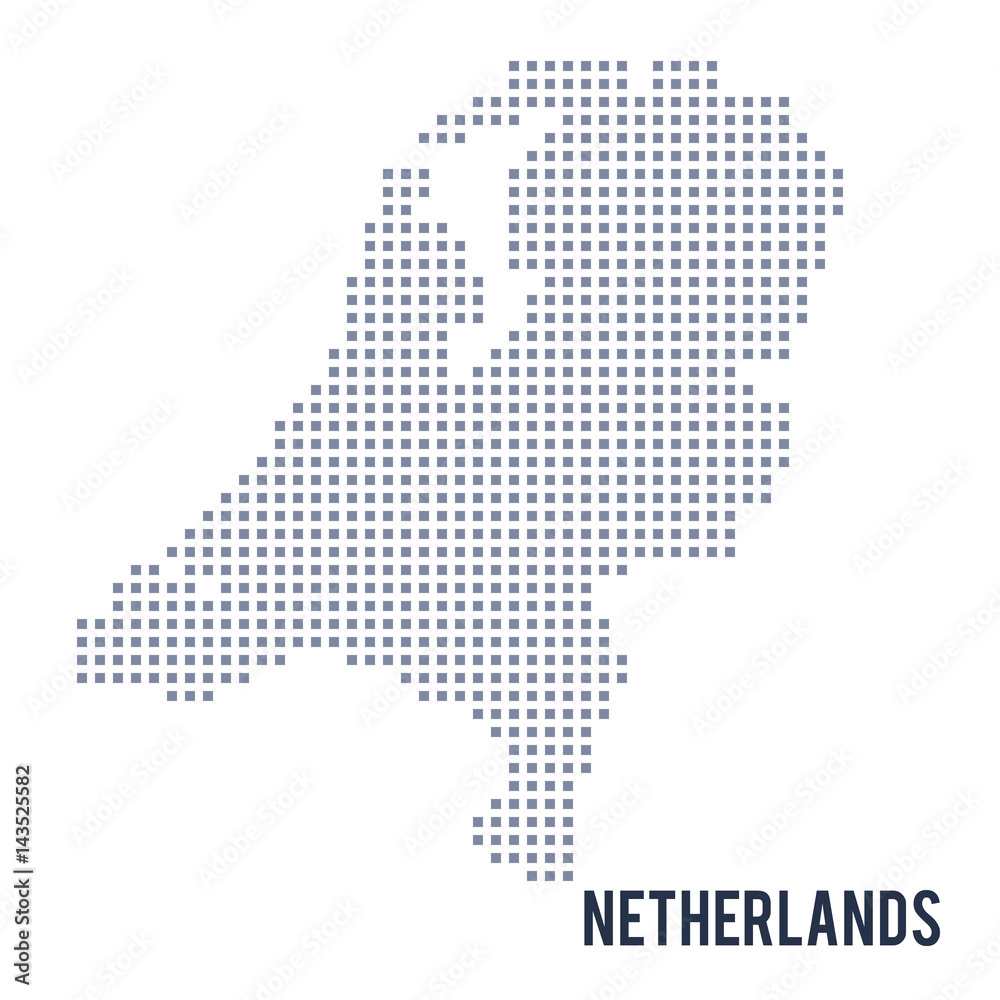 Vector pixel map of Netherlands isolated on white background