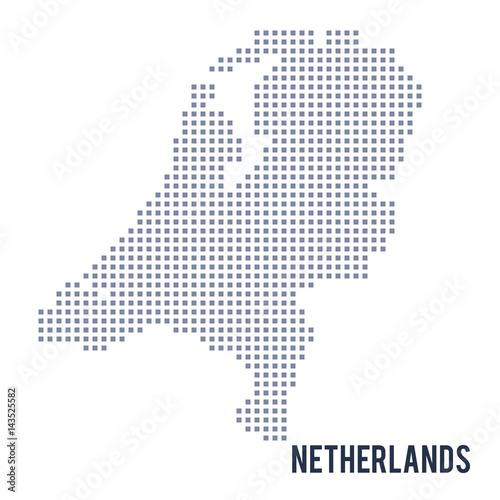 Vector pixel map of Netherlands isolated on white background