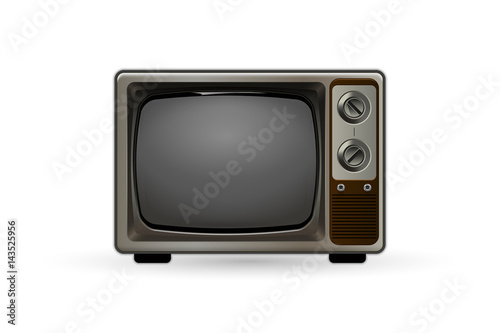 Old-fashioned TV. Vintage black and white television set. Hipster style tv.