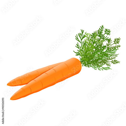 Fresh juicy carrots heap with green stems background