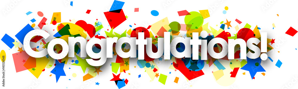 Congratulations banner with colorful confetti. Stock Vector | Adobe Stock