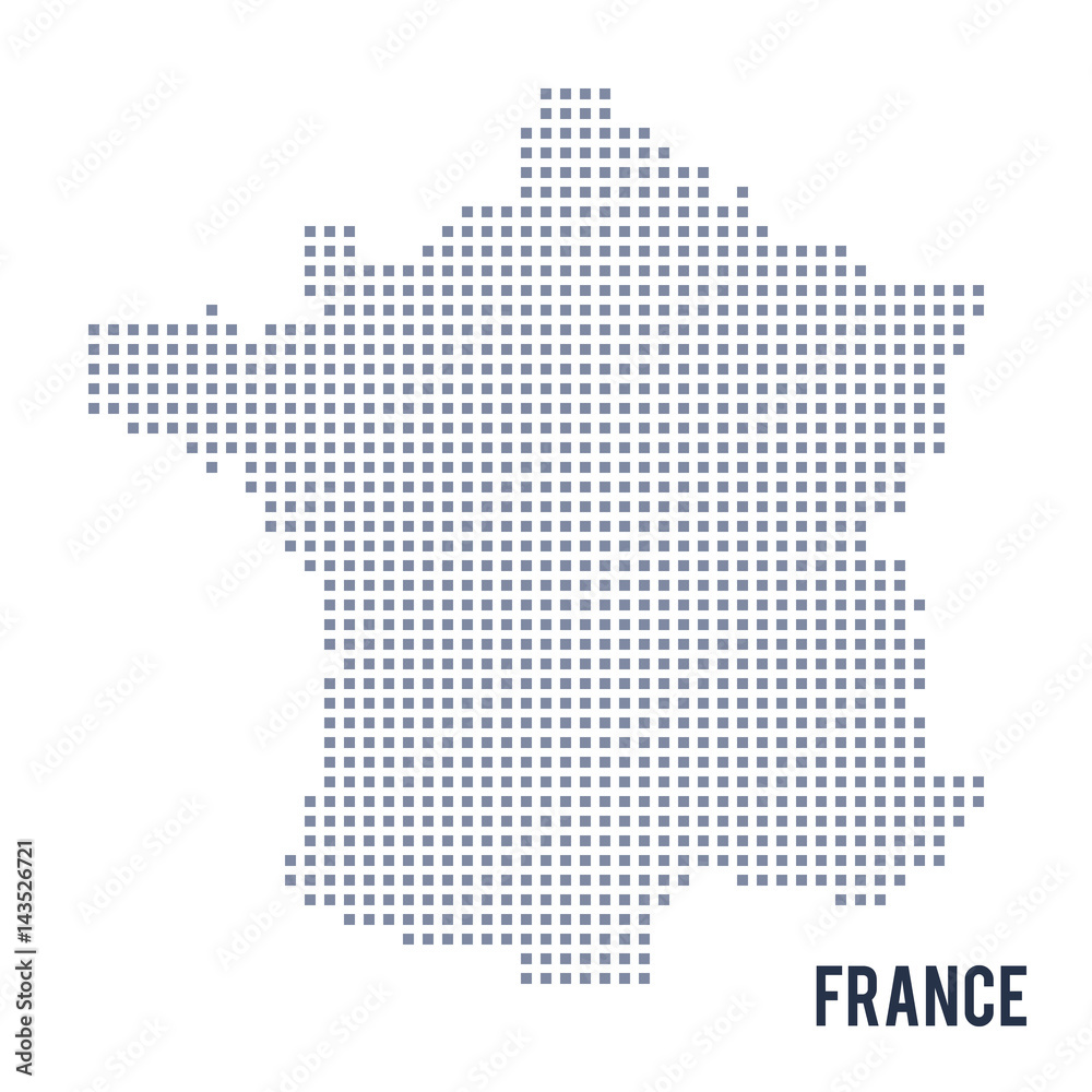 Vector pixel map of France isolated on white background