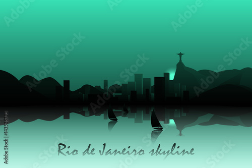Rio de Janeiro skyline vector silhouette.