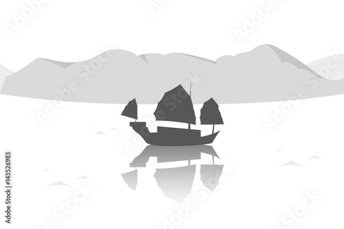 Junk boat vector icon.