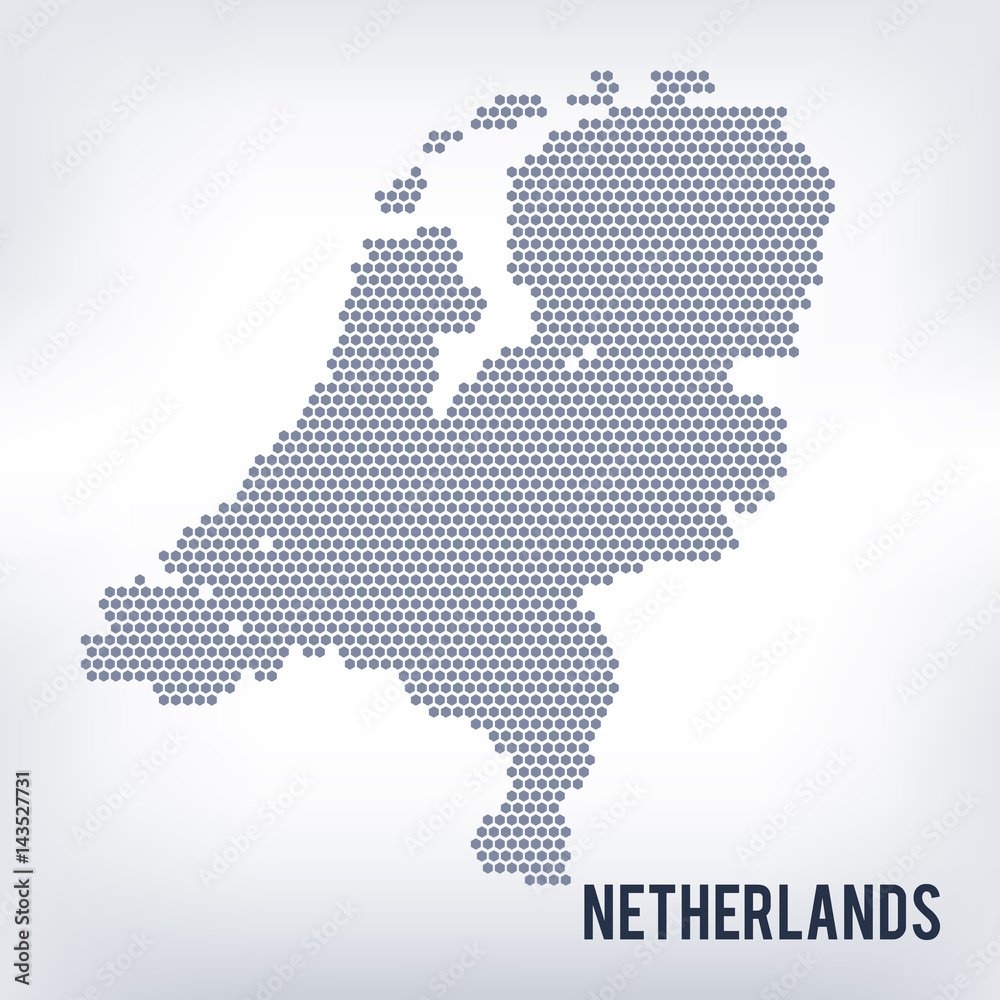 Vector hexagon map of Netherlands