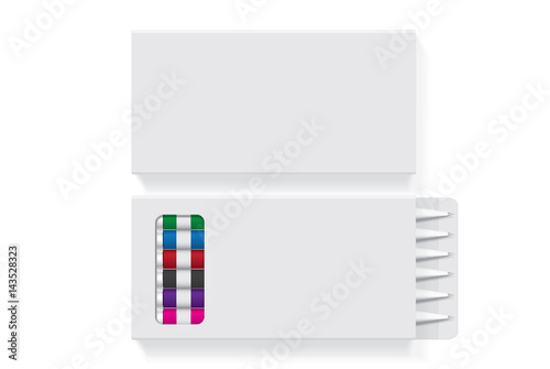 Box with pen for your design and logo. Easy to change colors. Vector EPS10