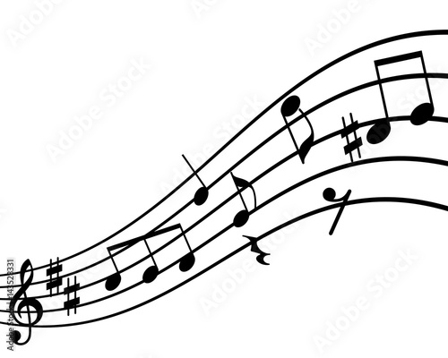 Black and white background with music notes for graphic design.