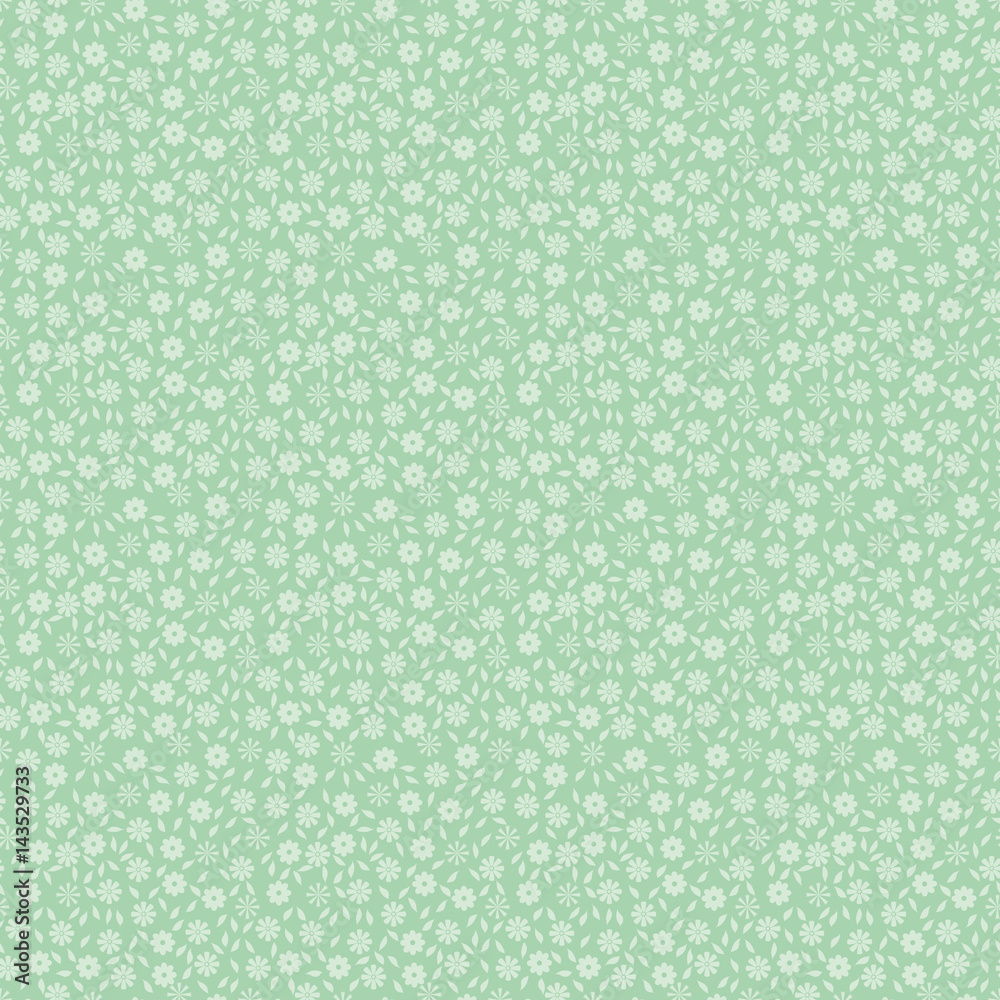 Seamless pattern with small flowers and leaves. Cute, simple background to  print on textile, fabric, wallpapers, manufacturing, covers, scrapbooking.  Millefleurs liberty style. Vintage feedsack folk Stock Vector | Adobe Stock