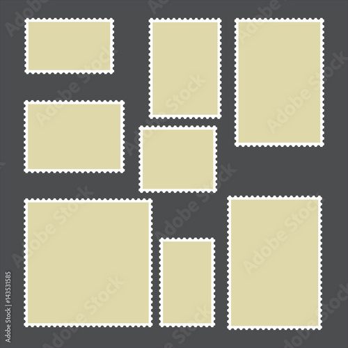 Templates of postage stamps of different sizes. Vector illustration.
