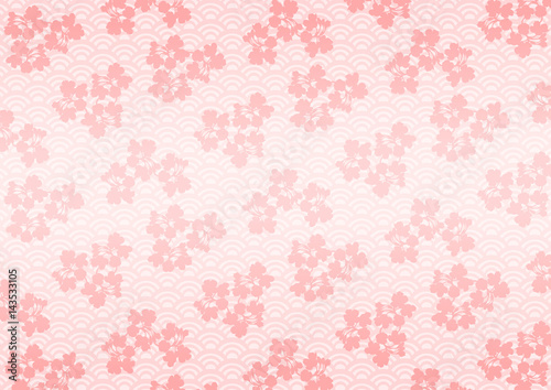 桜と青海波 背景 イラスト ピンク Stock Vector Adobe Stock