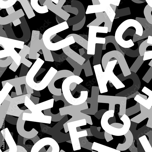 Fuck seamless pattern. 3D texture of letter. Lettering Ornament