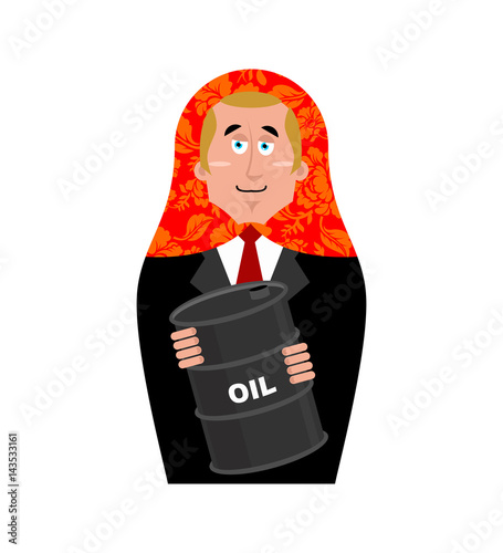 Matryoshka and barrel oil. Russian folk doll. National toy. traditional toy in Russia
