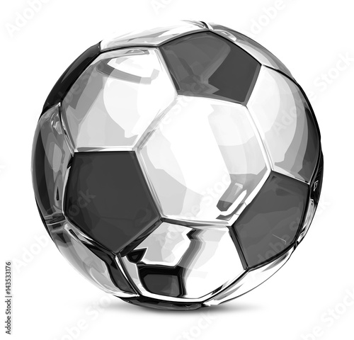 silver soccer football ball 3d rendering
