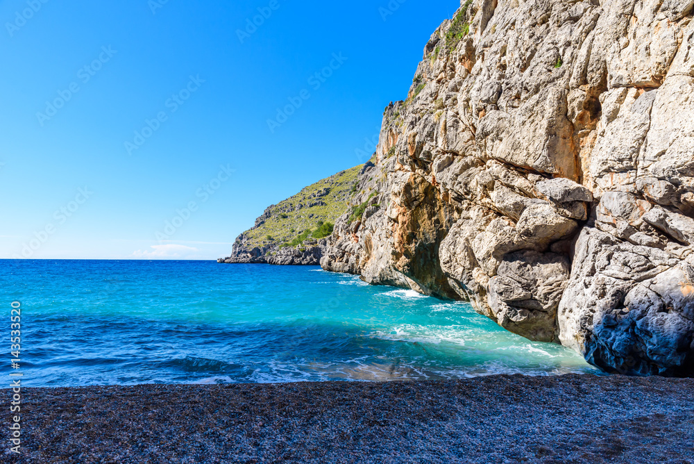 Torrent de Pareis - canyon with beautiful beach on Mallorca, Spain