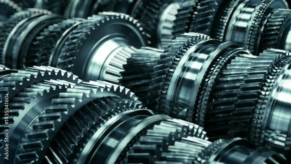 Transmission gearbox gear box automotive auto car working animation loop TOP QUALITY HIGH defocused bokeh dark