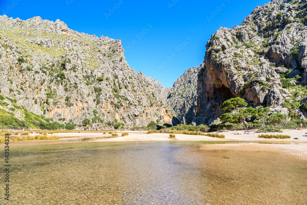 Torrent de Pareis - canyon with beautiful beach on Mallorca, Spain