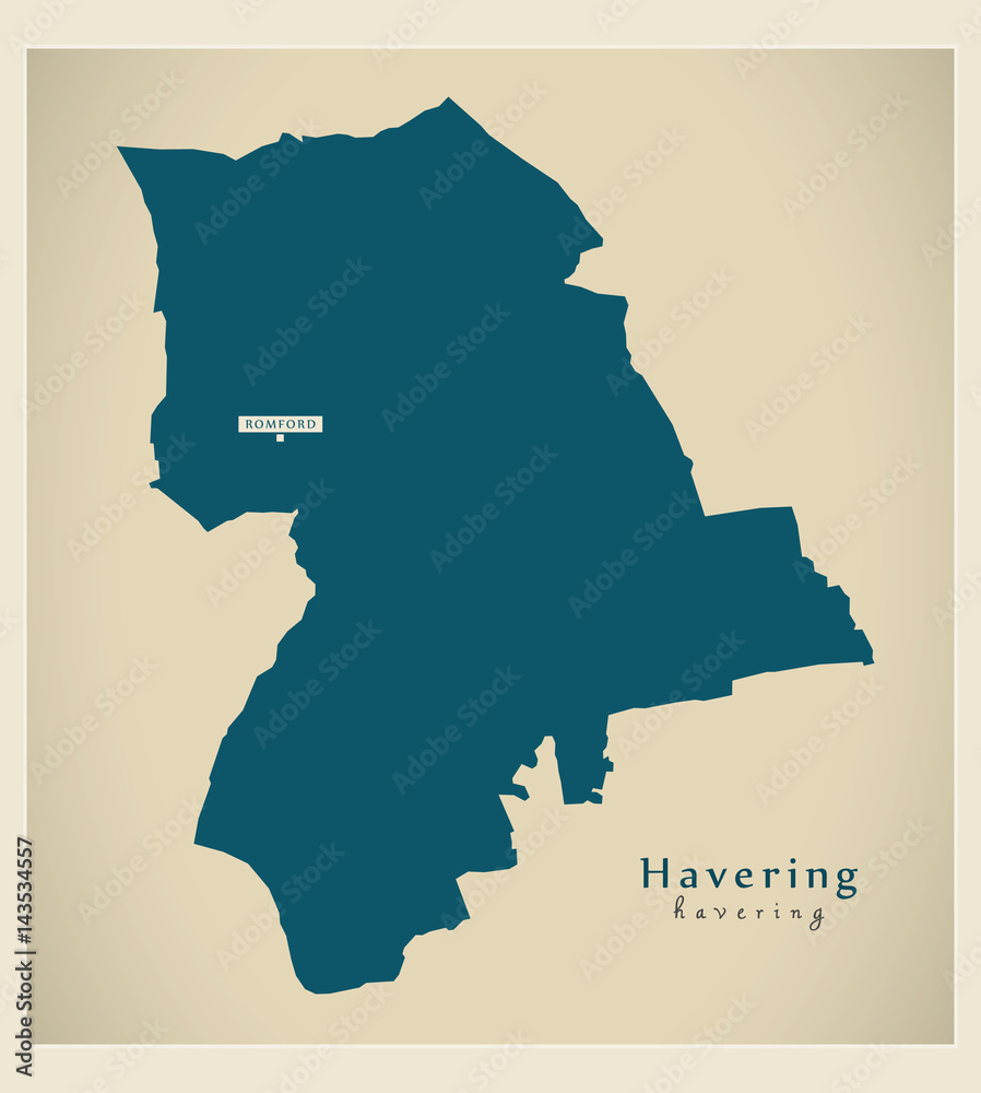 Modern Map - Havering borough Greater London UK England