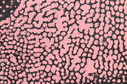 Art abstract background. Pattern print on magenta color paper. Wood cut. Modern art. Contemporary art.