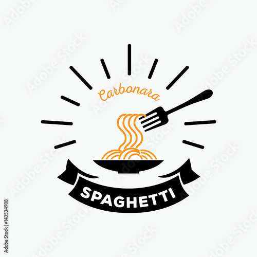 carbonara spaghetti logo with fork and light