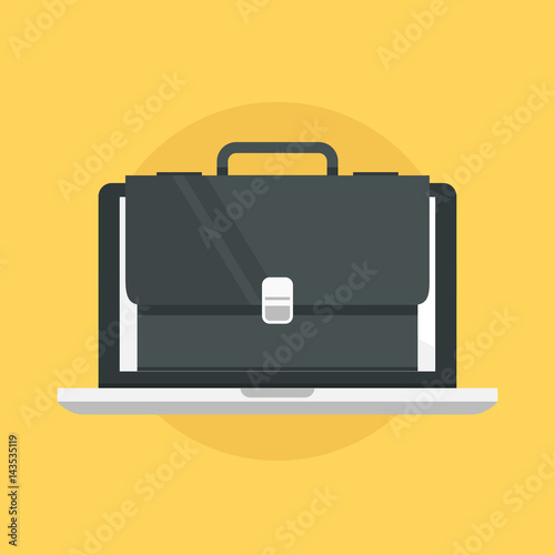 Online job search, online job, freelance work flat vector illustration design. Online career opportunities, trainings and courses design for mobile and web graphics