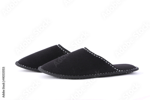 Black slippers isolated on white background