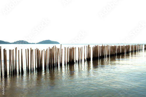 Fototapeta Bambusowa ściana w morzu