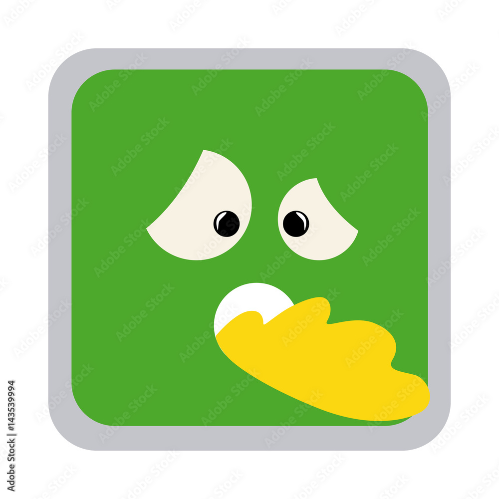 Fototapeta premium square colorful shape emoticon sick expression vector illustration