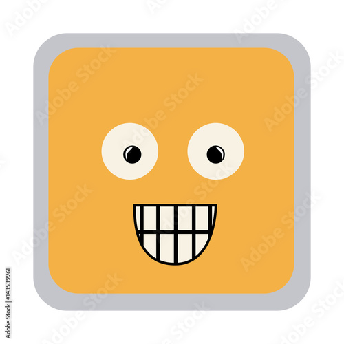 square colorful shape emoticon surprised expression vector illustration