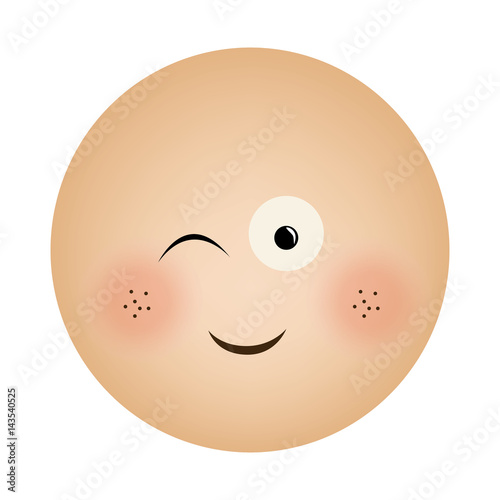 human face emoticon winking expression vector illustration