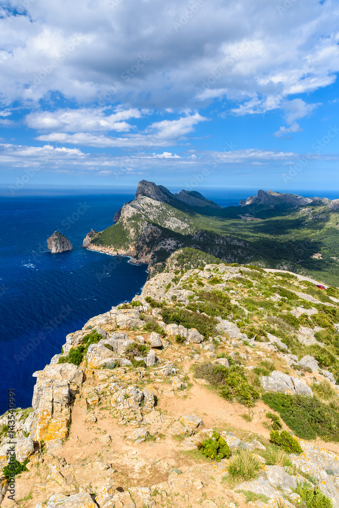 Panorama view of Cap de Formentor - wild and beautiful coast of Mallorca, Spain Panorama view of Cap de Formentor - wild and beautiful coast of Mallorca, Spain